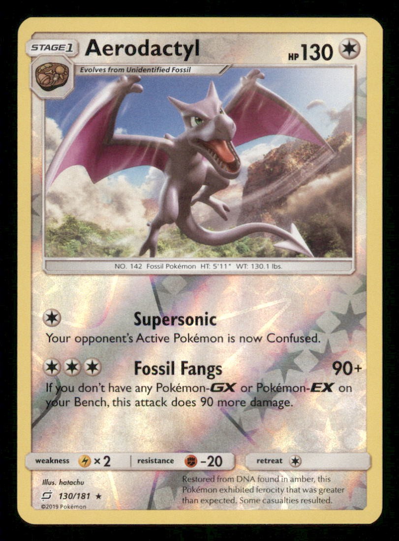Aerodactyl 130/181 Rare Team Up Pokemon Reverse Holo Near Mint