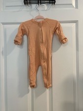 Goumi Soft Peach Zip-Front Baby Footie One-Pi...