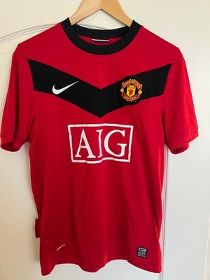 Manchester United Nike AIG Home Red Jersey 2009-10 Mens S Black Chevron Vintage