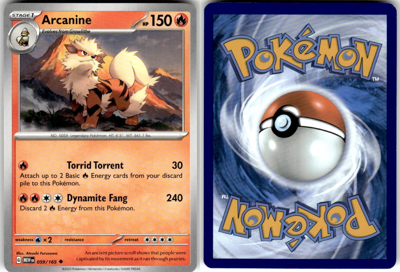 ARCANINE - 059/165 - UC - 151 - POKEMON - - NM