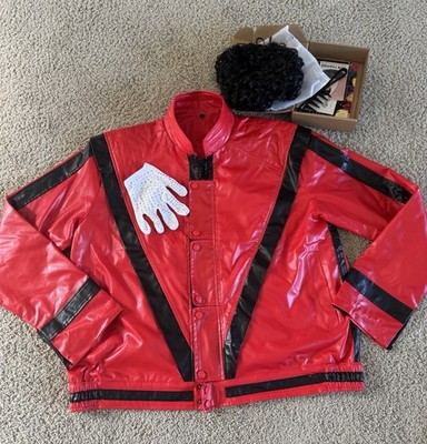 Michael Jackson MJ Thriller Red Jacket and Wig Men s XL Costume