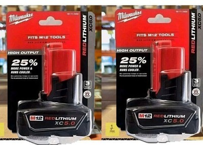 2 PCS MіІwaukеe 48-11-2450 12V M12 5.0 Ah Red-Lithium Batteries