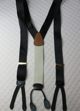 NWOT Jos Bank Black Silk Satin Suspenders Braces Formal Wear Black Leather