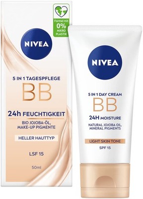 NIVEA 5 IN 1 Tagespflege BB 24h Feuchtigkeit LSF 15, 50 ml (1 Pack), Creme 