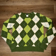 J.Crew Women’s Green Argyle Wool Blend, Sweater Size M, Merino, Angora, Cashmere