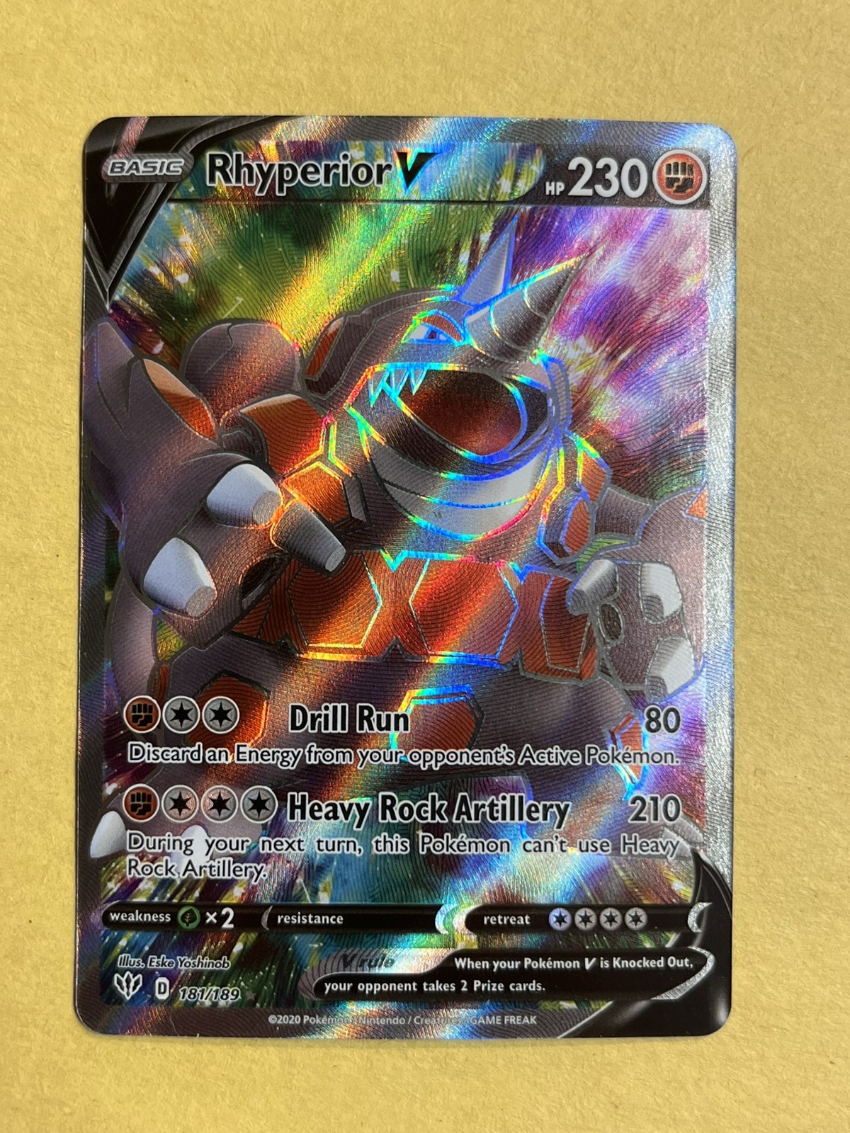 Pokemon Rhyperior V 181/189 Ultra Rare Darkness Ablaze