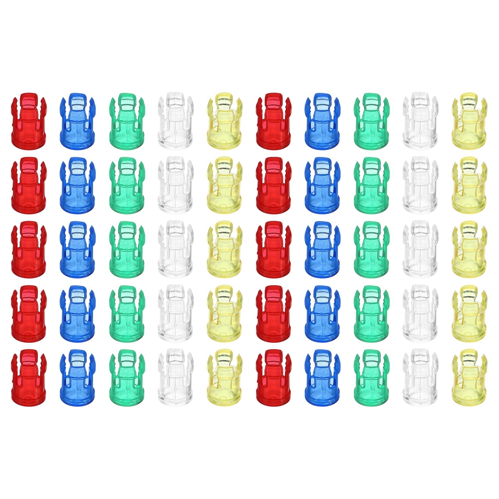 50-in-1 3mm Light-Emitting Diode Holder Clip LED Bulb Cap Cover Multicolored