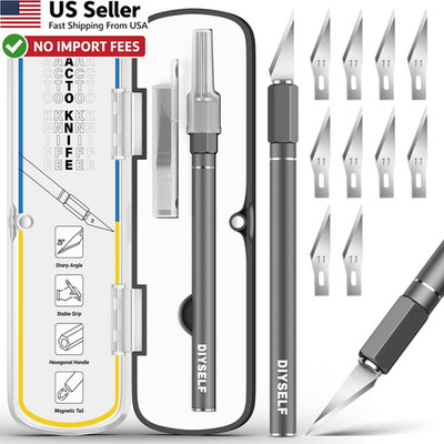 DIYSELF 12 Pcs Exacto Knife Set with Case Hobby Precision Craft Blades FROM USA