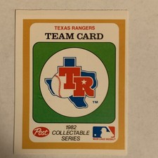 Post 1982 Texas Rangers Team Card Collectable Series MLB Baseball Vintage 1982