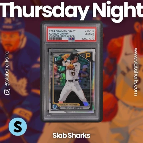 2024 BOWMAN DRAFT #BDC-22 KONNOR GRIFFIN CHROME REFRACTOR 1ST PROSPECT PSA 10