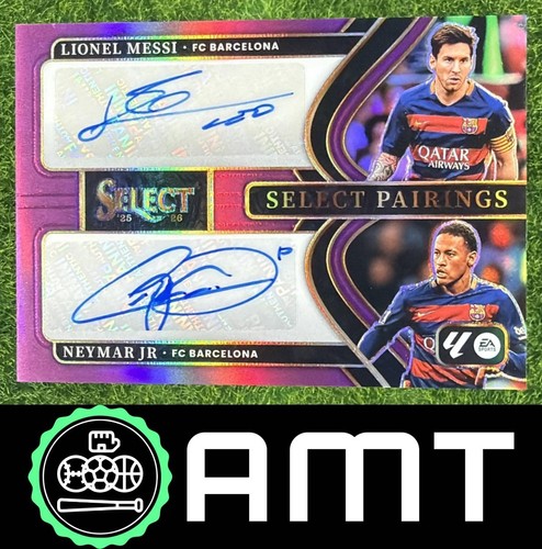 Lionel Messi Neymar Jr Auto 2025-26 Panini Select La Liga 14/25 Pairings Purple