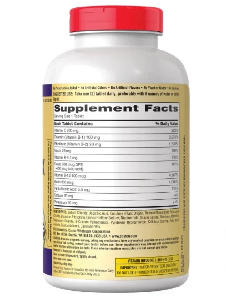 Kirkland Signature Super B-Complex con Electrolitos, 500 Comprimidos Foto 3 de 3