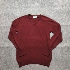 Vtg Christian Dior Mens L Maroon V Neck Knit Sweater Orlon Acrylic Made In USA