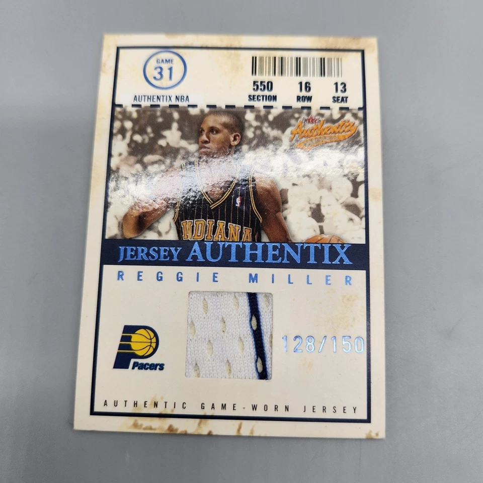 Tarjeta Fleer Authentix 2004-05 - Jersey Authentix Reggie Miller Game Worn Pacers Foto 3 de 4