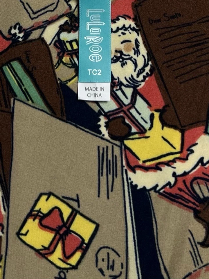 LuLaRoe Leggings TC2 Tall Curvy 2 Christmas Santa Holiday St Nick Present Mail - Image 4 of 4