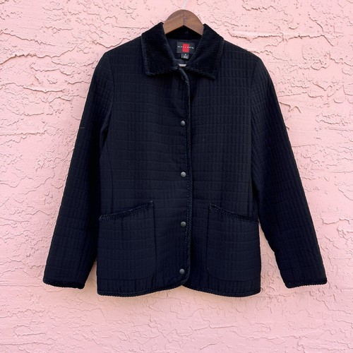 Gallery Black Quilted Jacket Corduroy Size Small - Picture 1 of 12