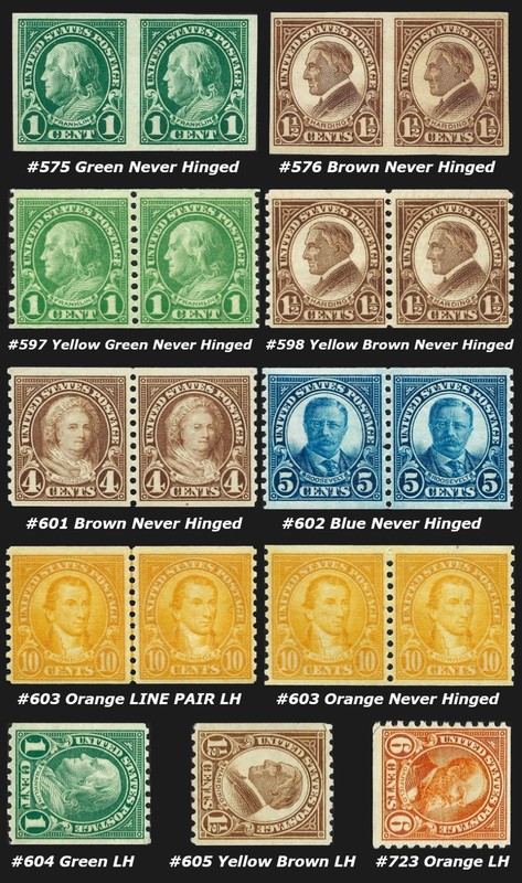 19-Stamp Set of Bureau COILS & IMPERFS with Eight Pairs! All Mint, Most NH.