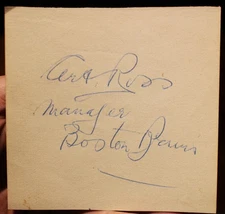 Beautiful Vintage Hockey HOF Autograph Art Ross Signed Boston Bruins Album Page!