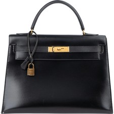 Hermès Noir Box Calf Kelly 32 Sellier Handbag Tasche