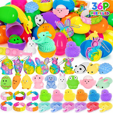 36 Pack Prefilled Easter Eggs with Toys, Plastic Easter Eggs with Assorted Toys