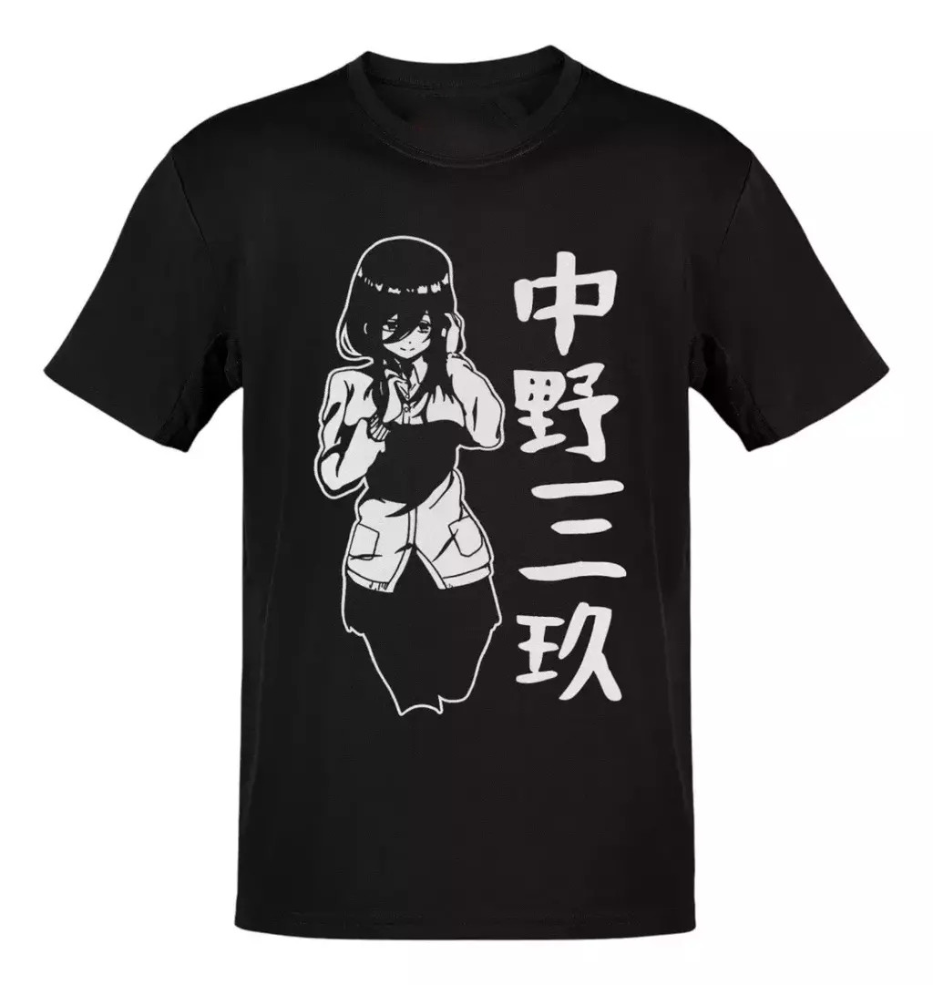 Camiseta Anime Las Quintillizas Miku Nakano Letras Blancas Talla S - 5XL