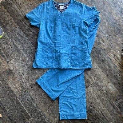 Womens Scrubstar Blue Top And Bottom Scrub Set Size S