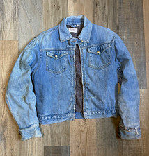 1970s Montgomery Ward Mens Blue Lined Jean Ja...