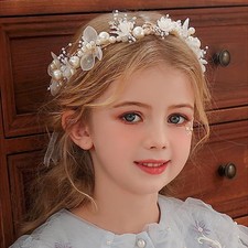 Floral Crystal Headband for Women  Girls - Rhinestone Pearl Wedding Hair Access