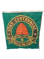 Vintage Utah State Centennial Flag Banner 1847-1947 Display. Paramount Flag Co.