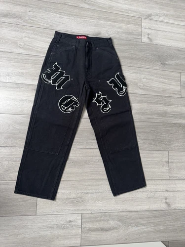 Pantalon de peintre Supreme ancien anglais toile double genou noir W30