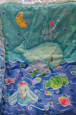 Vintage Cuddle Me Noel Joanna Baby Quilt Bright Aquatic Ocean Whale Fish Rainbow