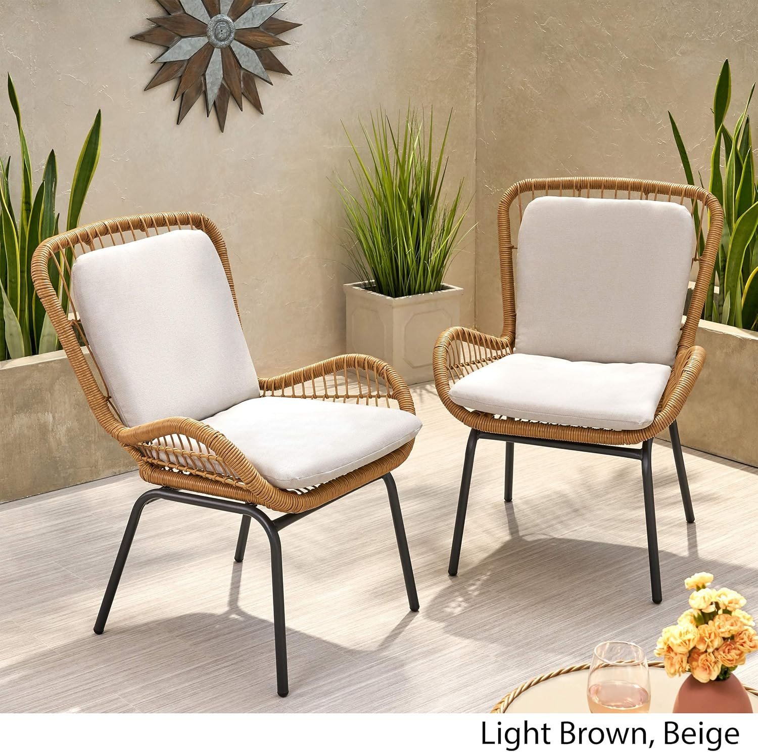 Great Deal Furniture Alice Outdoor Wicker Club Chair with Cushions (Set of 2), L - Image 4