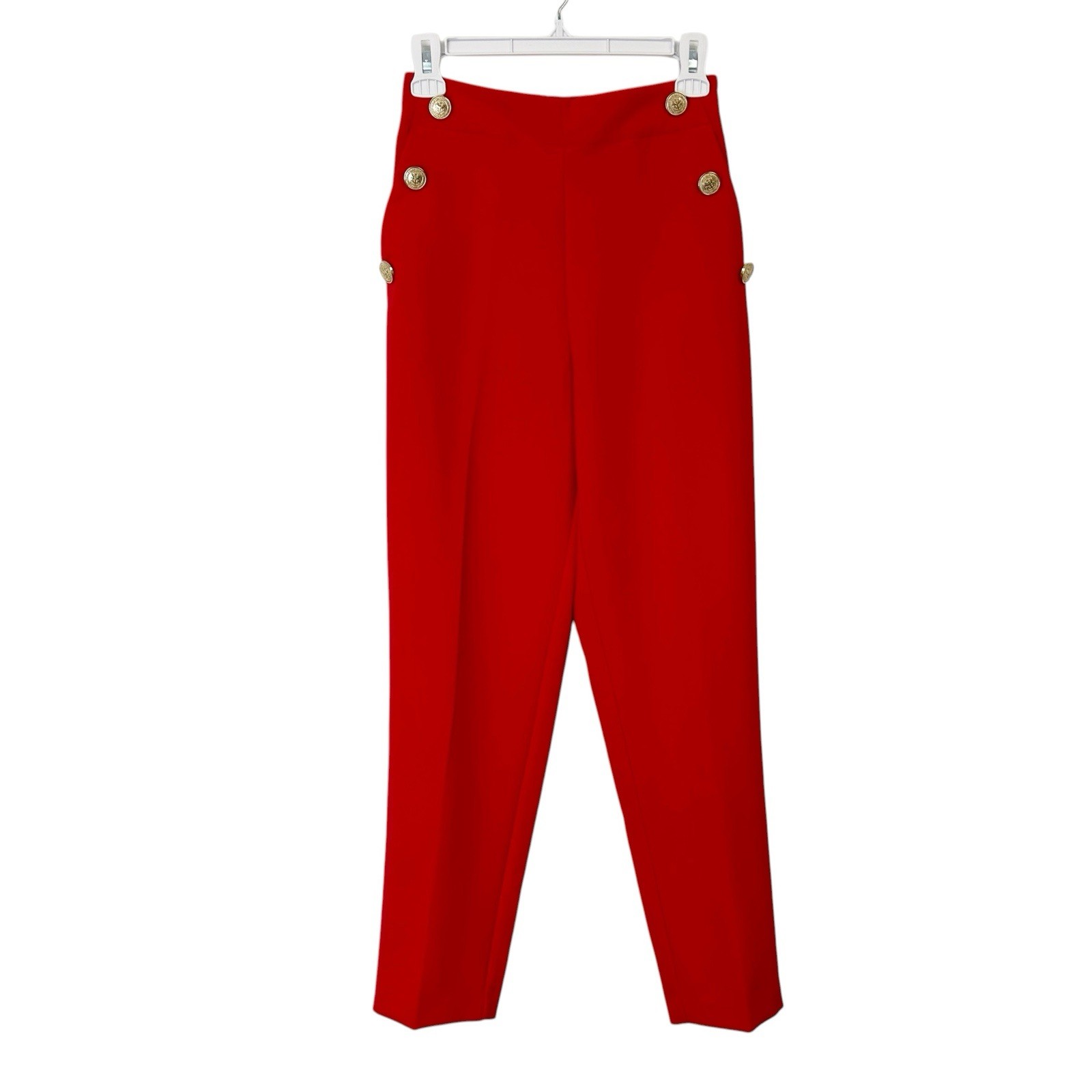 NEW Zara High Rise Ankle Pants Women’s Size XS Red Pull On Trousers