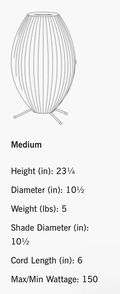 George Nelson Cigar  Tripod Floor Lamp -Medium-Authentic, Excellent - Image 2 of 4