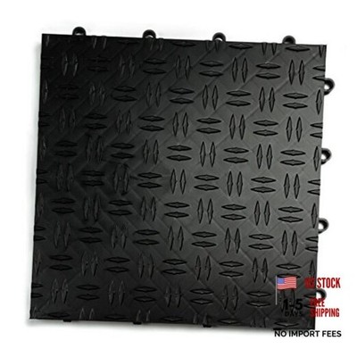 GarageTrac Garage Floor Tiles, Interlocking Garage Flooring, 48 Pack Black