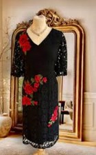 Joanna Hope Black Lace Applique Dress. Size 16. New with Tags