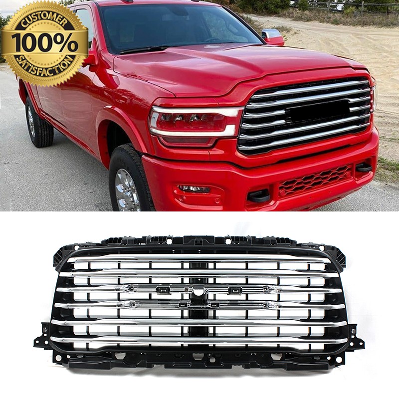 Chrome Front Bumper Upper Grille For 2019-2024 RAM 2500 3500 Longhorn 68445621AA