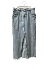 Y2K Indie Denim Maxi Skirt with Frayed front slit sz 6