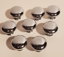 CHROME PLATED HEAVY ROUND CABINET DRAWER PULL HANDLES LOT/8 KNOBS HARDWARE