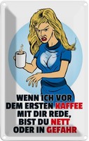 Blechschild 30X20 Cm Vor Dem Erstem Kaffee Essen Trinken Deko Geschenk Metall Sc