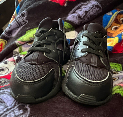 Nike Air Huarache Unisex Kids Sneakers Low Top Lace-Up Black US Size 9