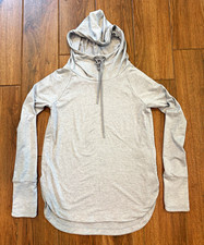 Athleta Women s Gray Solid Knit Pullover Hoodie Size XXS