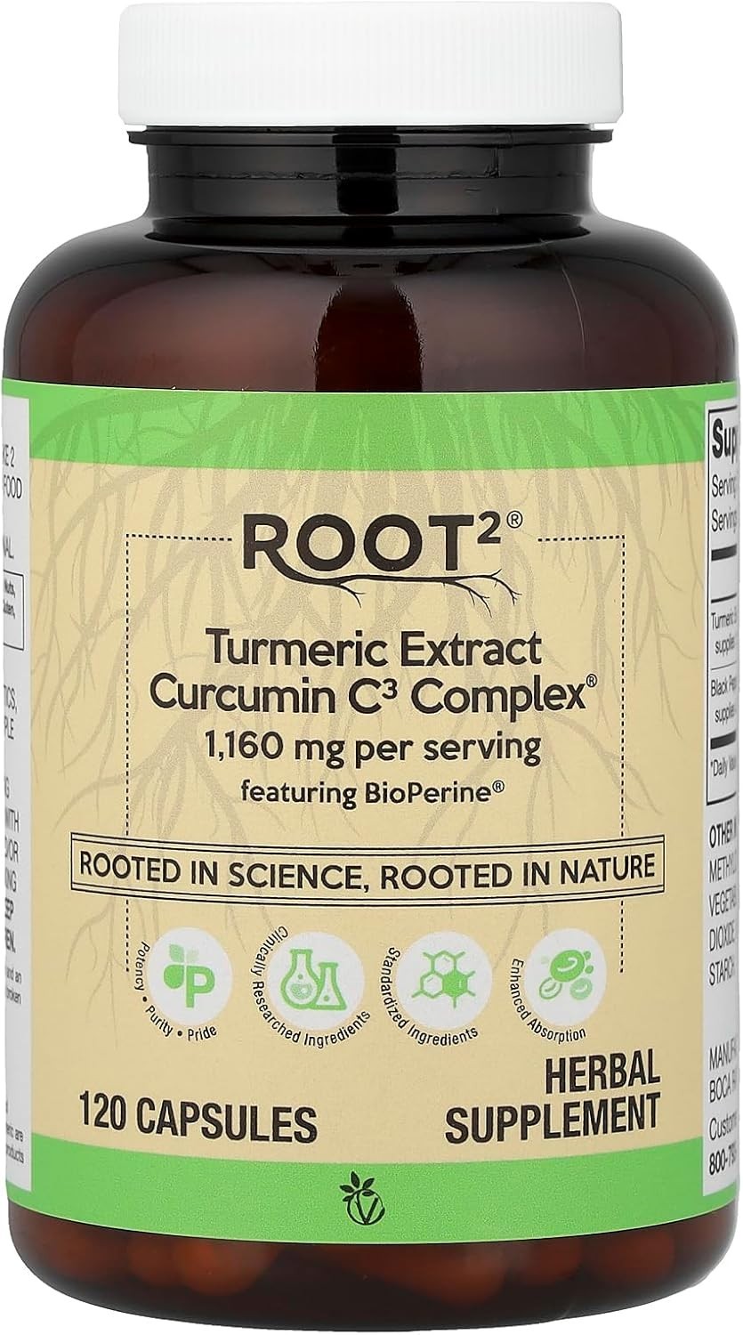 Root2®, Turmeric Extract Curcumin C3 Complex®, 120 Capsules MFG 03/2025