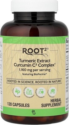 Root2 , Turmeric Extract Curcumin C3 Complex , 120 Capsules MFG 03/2025