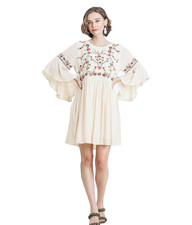 Umgee S Heavily Embroidered Dress 3/4 Belled Sleeves Boho Peasant Cottagecore