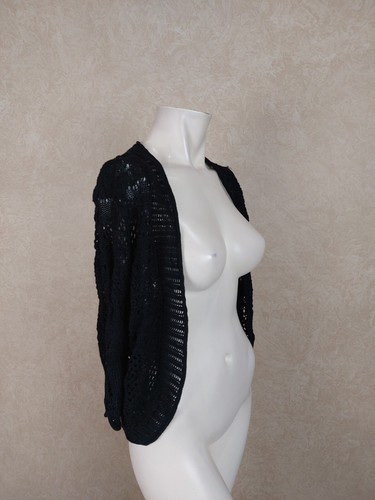 Nuevo suéter para mujer negro crochet talla pequeña PM NUEVO CON ETIQUETAS _ R3-1 - Imagen 3 de 4