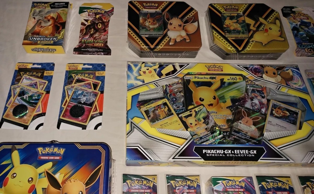 Pokemon Pikachu-GX & Eevee-GX Special Collection Box w/ Tins