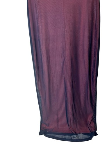 Wild Fable Women's Size XS Tube Mesh Midi Bodycon Dress Black/Cranberry New - Picture 8 of 16
