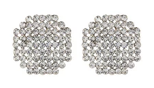Silver Clip On Earrings stud with clear crystal diamantes - Beatrix