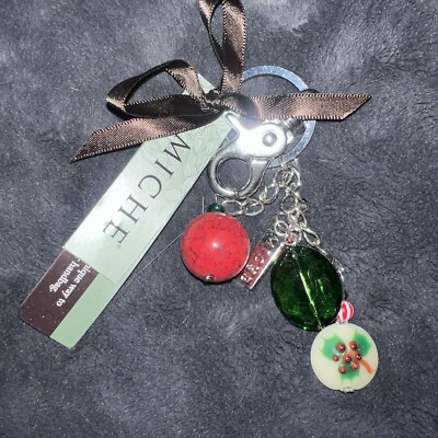New Miche Christmas Holly Keychain Purse Bag Charm Retired Design